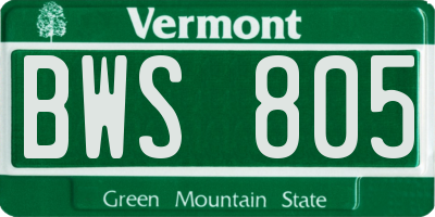 VT license plate BWS805