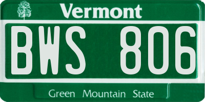 VT license plate BWS806