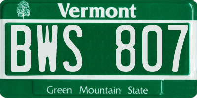 VT license plate BWS807