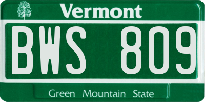 VT license plate BWS809