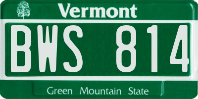 VT license plate BWS814