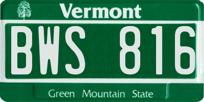 VT license plate BWS816