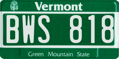 VT license plate BWS818