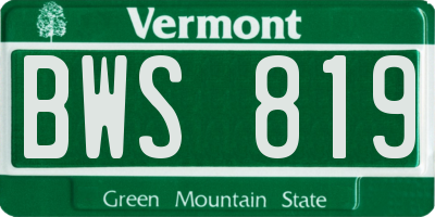 VT license plate BWS819
