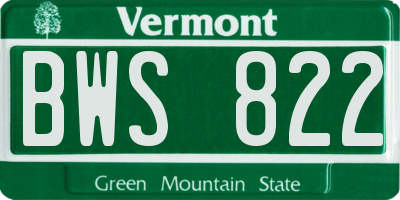 VT license plate BWS822