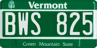 VT license plate BWS825