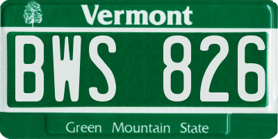 VT license plate BWS826