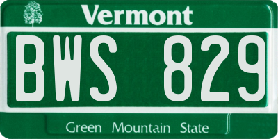 VT license plate BWS829