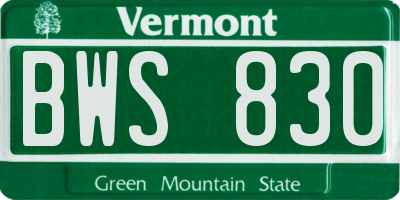 VT license plate BWS830