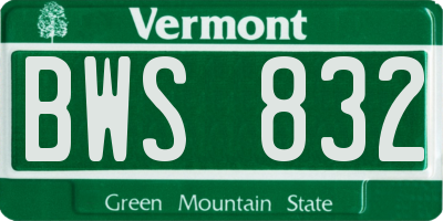 VT license plate BWS832