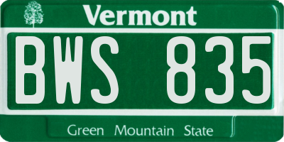 VT license plate BWS835