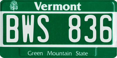 VT license plate BWS836