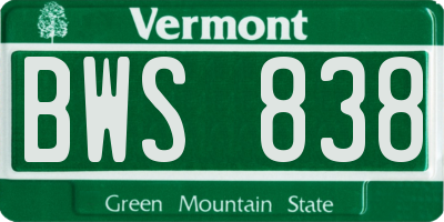 VT license plate BWS838