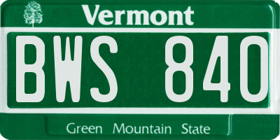 VT license plate BWS840