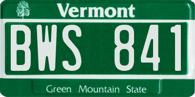 VT license plate BWS841