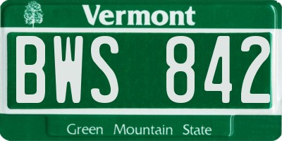 VT license plate BWS842