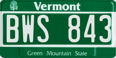 VT license plate BWS843