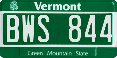 VT license plate BWS844