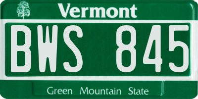 VT license plate BWS845