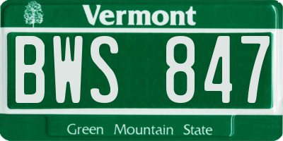VT license plate BWS847