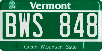 VT license plate BWS848