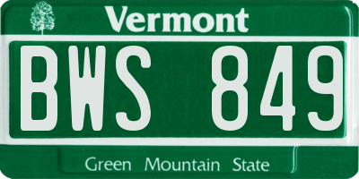 VT license plate BWS849