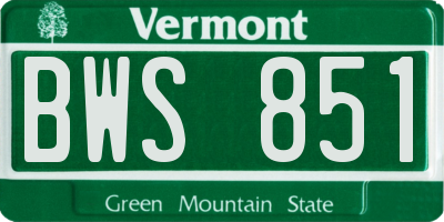 VT license plate BWS851