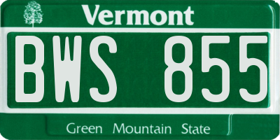 VT license plate BWS855