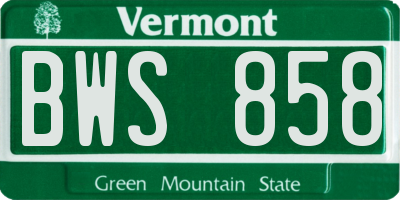 VT license plate BWS858