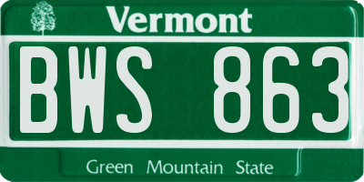 VT license plate BWS863