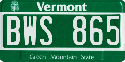 VT license plate BWS865