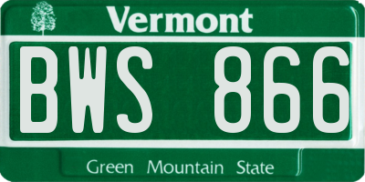 VT license plate BWS866