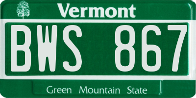 VT license plate BWS867