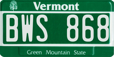 VT license plate BWS868