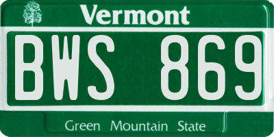 VT license plate BWS869