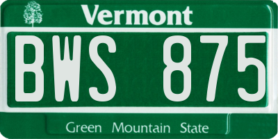 VT license plate BWS875