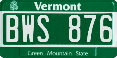 VT license plate BWS876