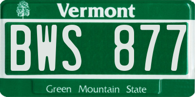 VT license plate BWS877