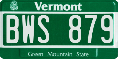 VT license plate BWS879