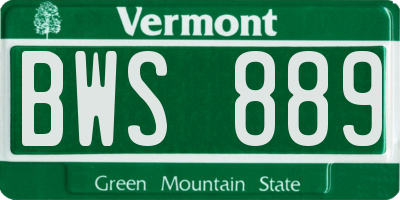 VT license plate BWS889