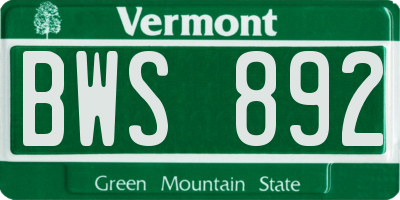 VT license plate BWS892