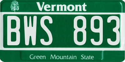 VT license plate BWS893