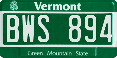 VT license plate BWS894