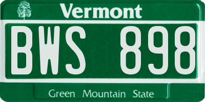 VT license plate BWS898