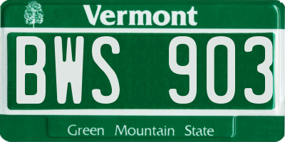 VT license plate BWS903