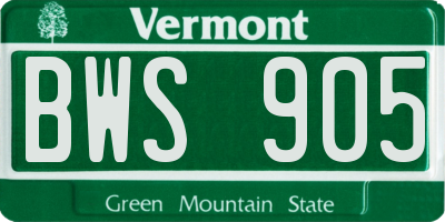 VT license plate BWS905