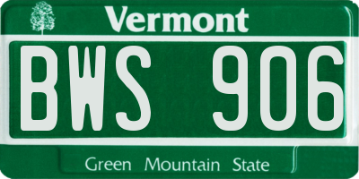 VT license plate BWS906