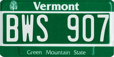 VT license plate BWS907