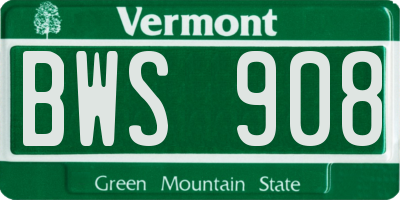 VT license plate BWS908