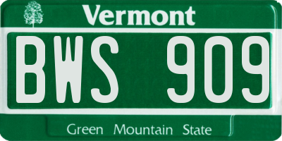 VT license plate BWS909